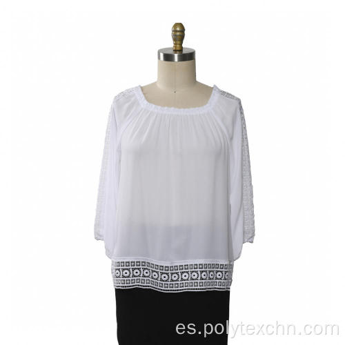 Blusa de mujer con mangas de encaje de manga 3/4